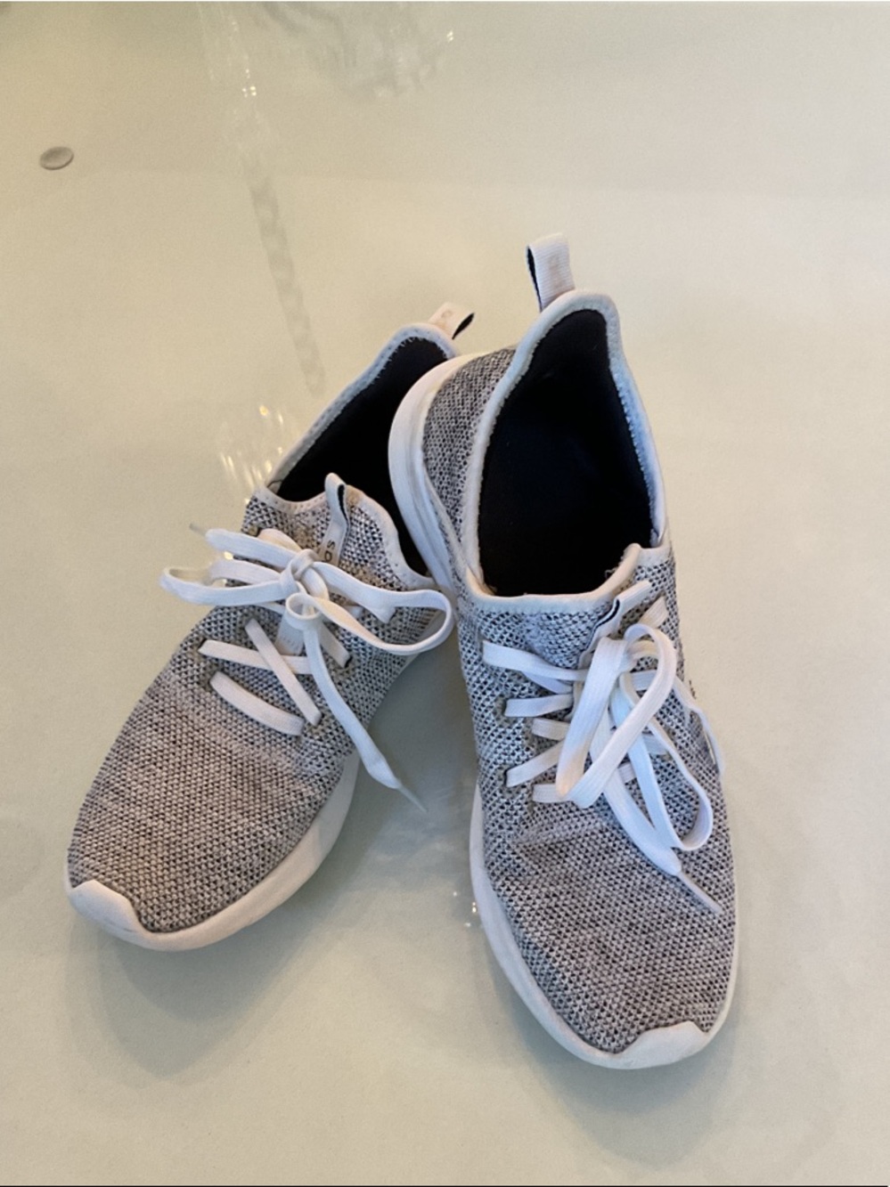 Light Gray Knit Women's Athletic Sneakers - White Sole